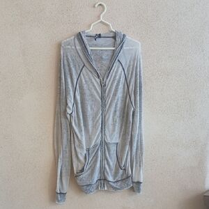 "Make Offer" Ocean Blue Very Thin Casual Light Gray Zip-Up Hoodie